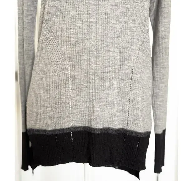 Rag & Bone Small Mock Neck Ribbed Gray Extra Fine Merino Wool Sweater - Picture 5 of 7
